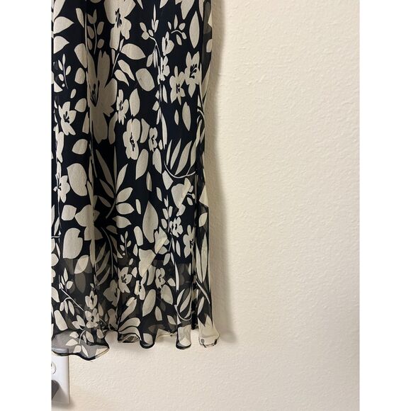 Vintage 90s Vision Apparel Dress Women's 6 Floral, Silk black and white summer - Picture 4 of 11